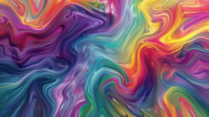 Abstract, vibrant pattern with flowing, wave-like shapes. The colors are intense and psychedelic