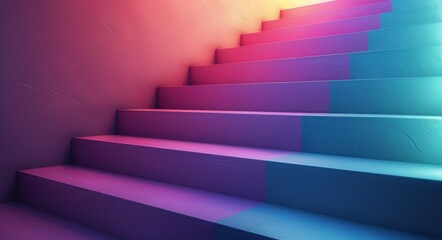 Obraz premium Vibrant Colorful Stairs in a 3D Artwork