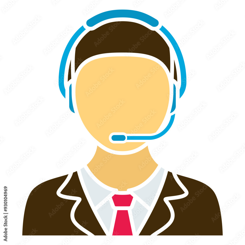 Wall mural customer, telemarketing, call center icon. man with headphones