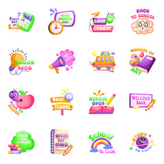 Set of Back to Education Flat Stickers 

