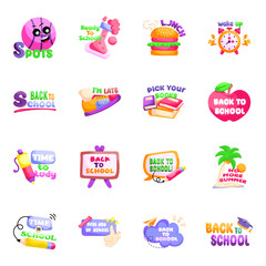 Set of Back to School Flat Stickers 

