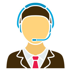 customer, telemarketing, call center icon. man with headphones