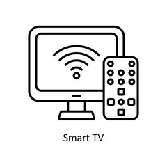 Smart TV  vector filled outline Icon Design illustration. Smart Home and Technology Symbol on White background EPS 10 File