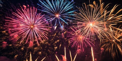 Naklejka premium Vibrant Night Sky Celebration