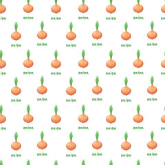 Seamless pattern with onions on a white background. Vector illustration