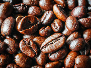 Coffee bean roasted background, Close-up of fresh roasted coffee bean, Wallpapers of  roasted coffee bean