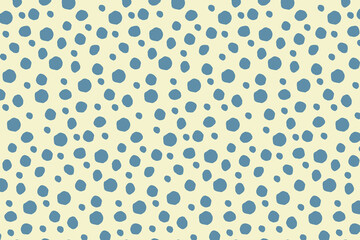 Polka dot pattern, blue spots on beige background, seamless vector background and print for printing on fabric and paper © Natalya