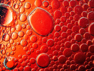 Abstract Background Red oil Macro Colorful artistic of oil drop floating on the water. macro red...