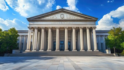 Obraz premium Classical building with columns and stairs.