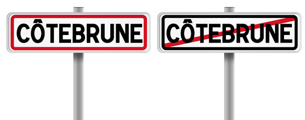 Panneau de CÔTEBRUNE à l'Entrée et à la Sortie - Fond Transparent ou Blanc Disponible