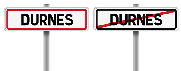 Panneau de DURNES à l'Entrée et à la Sortie - Fond Transparent ou Blanc Disponible