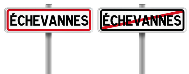 Panneau de ÉCHEVANNES à l'Entrée et à la Sortie - Fond Transparent ou Blanc Disponible
