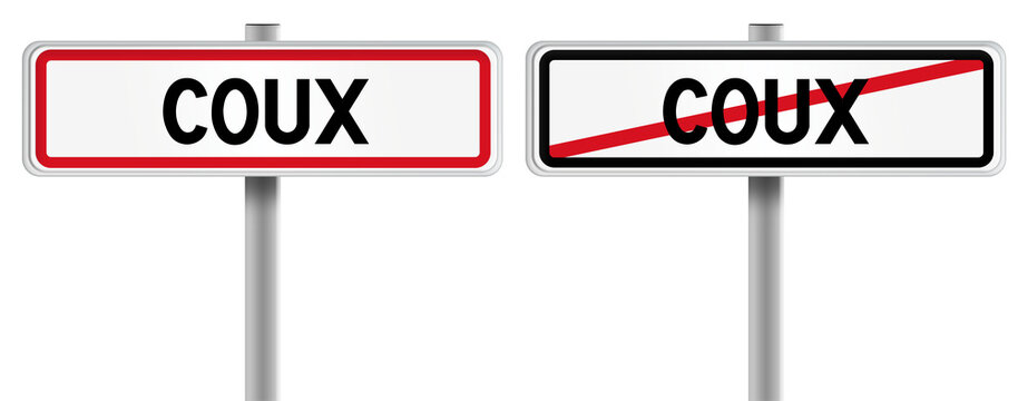 Panneau de COUX &agrave; l'Entr&eacute;e et &agrave; la Sortie - Fond Transparent ou Blanc Disponible