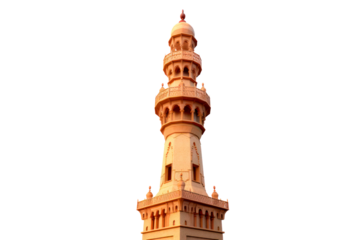 minaret of mosque on transparent background, png file