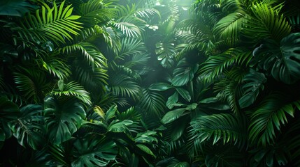 Lush Tropical Forest Scenery, Vibrant Green Plants