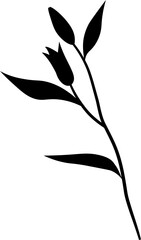 Branch symbol. Laurel leaf. Silhouette style.