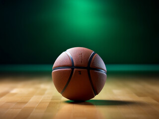 Obraz premium Basketball ball placed on a green table