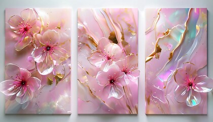 Delicate pink blossoms in glass vase, nature's beauty captured