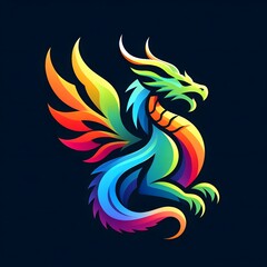 Naklejka premium Fiery phoenix or dragon tribal design with swirling flames and floral elements.