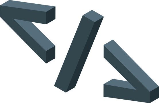 Stylized html tag icon rendered in an isometric 3d style, symbolizing web development and coding