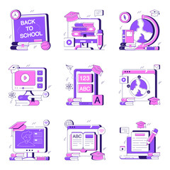 Set of Education flat illustration 

