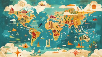 Design a world map showcasing cultural and linguistic regions, illustrating the diversity of languages and ethnic groups.