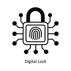 Digital Lock  vector filled outline Icon Design illustration. Smart Home and Technology Symbol on White background EPS 10 File