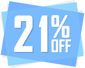 Sale 21% off, discount tag on transparent background. Promotion sign for shop or online store, PNG illustration