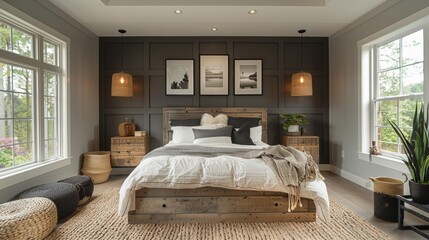 Modern Bedroom with Rustic Flair