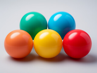 Multicolored rubber balls arranged as a background
