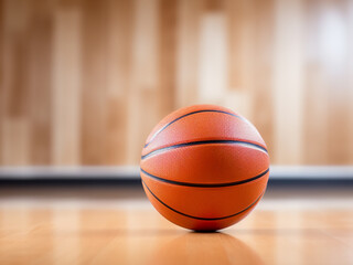 Obraz premium Toy basketball on a wooden surface
