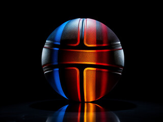 Tricolor basketball isolated on a black background