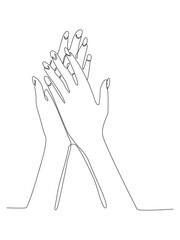 Continuous line art of Woman's hands.