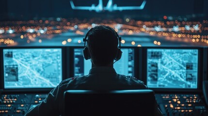 Logistics fleet efficiency: Control room overseeing a fleet of aircraft, emphasizing the role of efficient fleet management in aerial logistics.