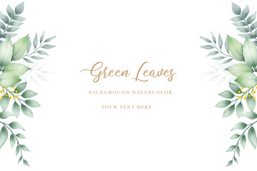 Fototapeta premium background watercolor with green leaves