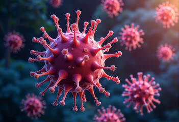 spherical spiral virus bacteria on the background