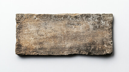 Fototapeta premium Old stone sign plate, cut out on white background. top view flat lay