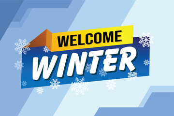 welcome winter word text concept icon logo sign symbol vector note blue style for use landing page, template, social media, web, mobile app, poster, banner, flyer, background, gift card, coupon

