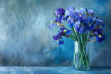 Bouquet Irises Clear Vase