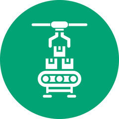 Assembly Line glyph circle icon