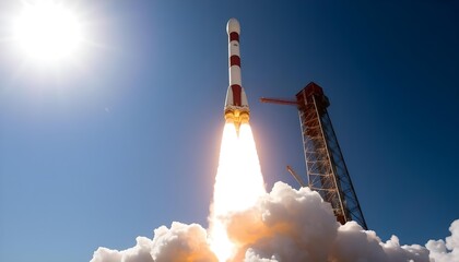 Aerospace, Rocket booster separation during launch with a fiery plume