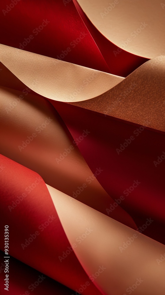 Aufkleber curved paper sheets in various shades create a harmonious blend, showcasing rich reds and warm golds