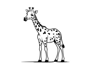 Naklejka premium Drawing of a cute giraffe, for coloring for example