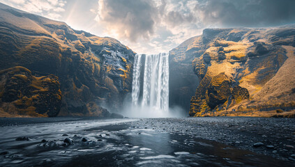 A hidden waterfall where the water flows upwards into the sky