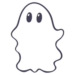 A simple cartoon ghost with large eyes and a floating, wispy body