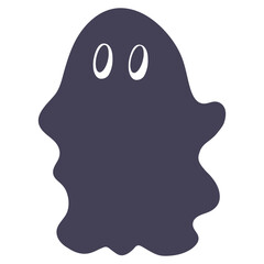 A dark purple ghost-like character with large oval eyes and a simple, cartoonish design