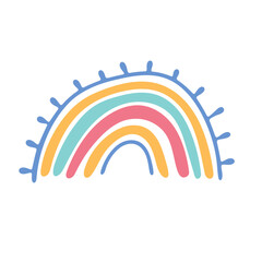 Colorful rainbow with sun rays, a whimsical and cheerful design