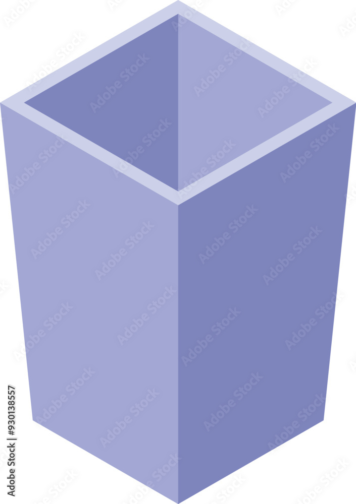 Poster empty square container with an open top is standing up