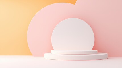 Stylish minimalist display scene with soft pastel colors and geometric shapes, perfect for product showcases and branding.