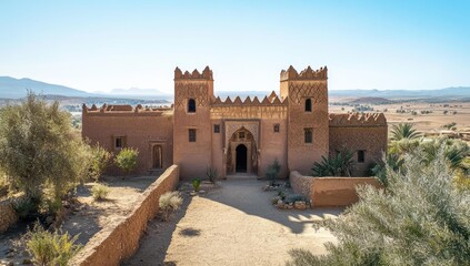 Obraz premium A fortified building in the desert.